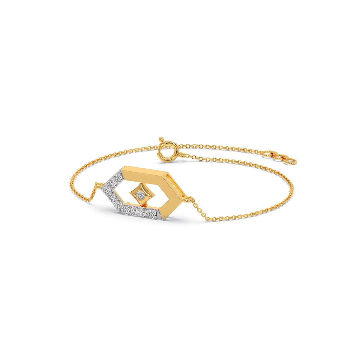 Six-Sided Glamour Diamond Chain Bracelet