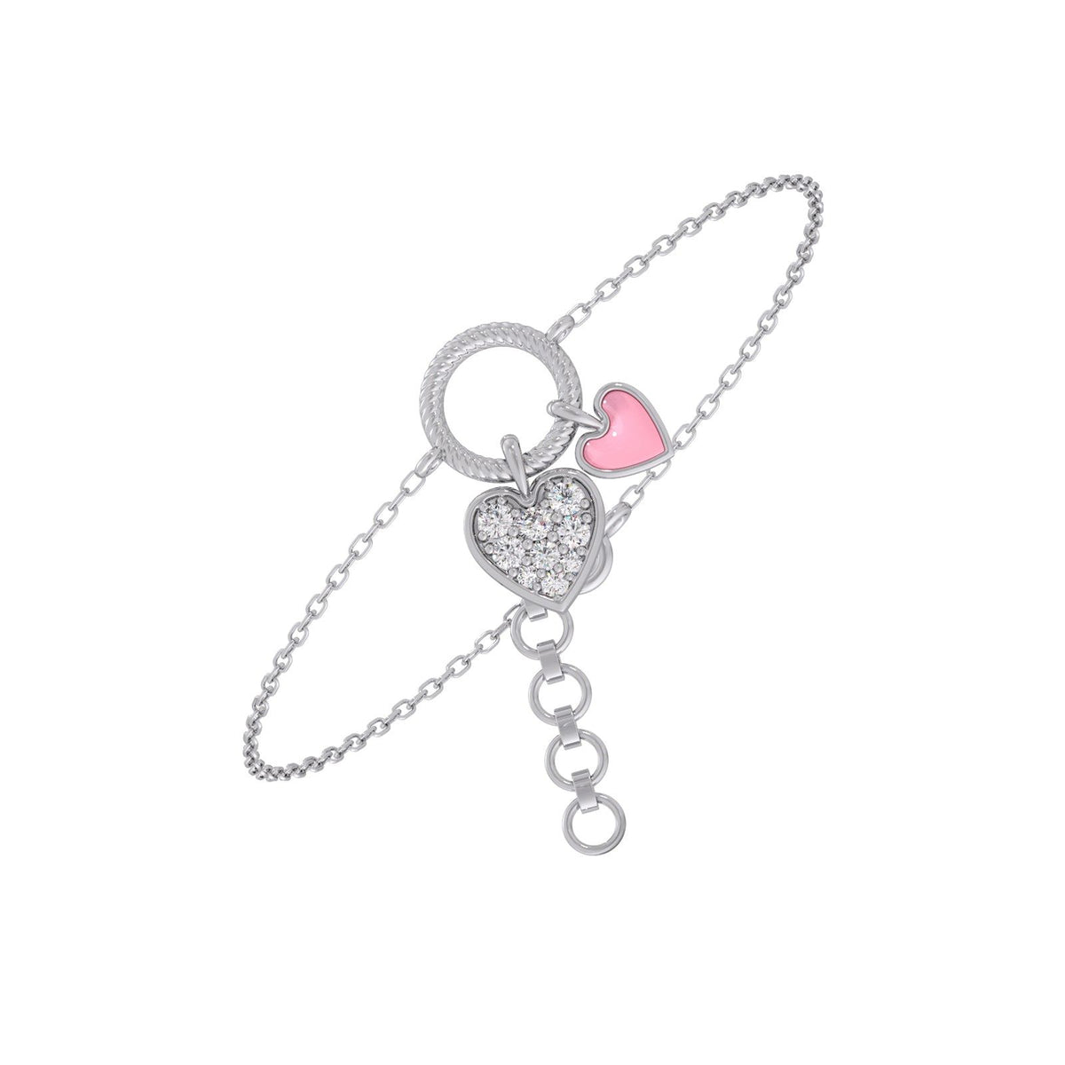 Twinkling Twin Hearts Diamond Kids Bracelet