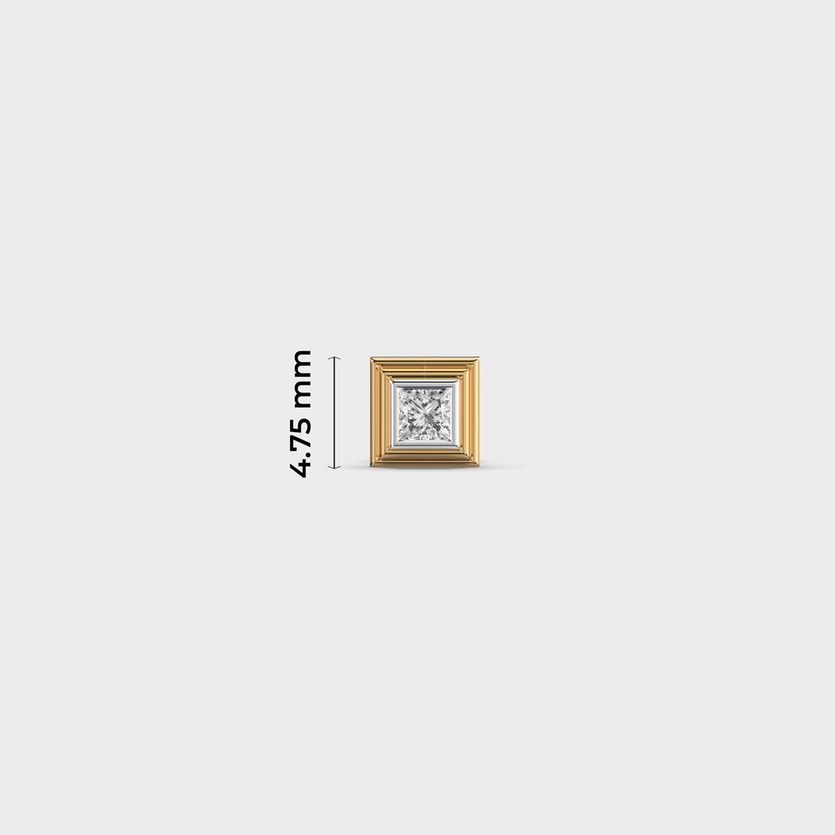 Square Shaped Princess Cut Diamond Stud For Men