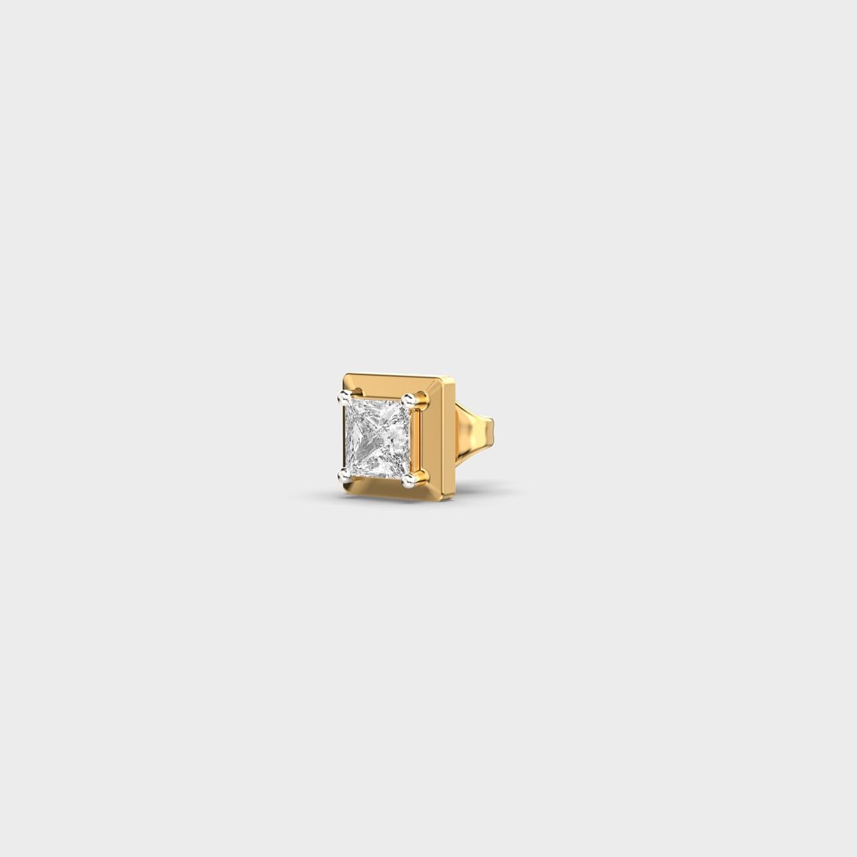 Bright Aegis Princess Cut Diamond Stud For Men