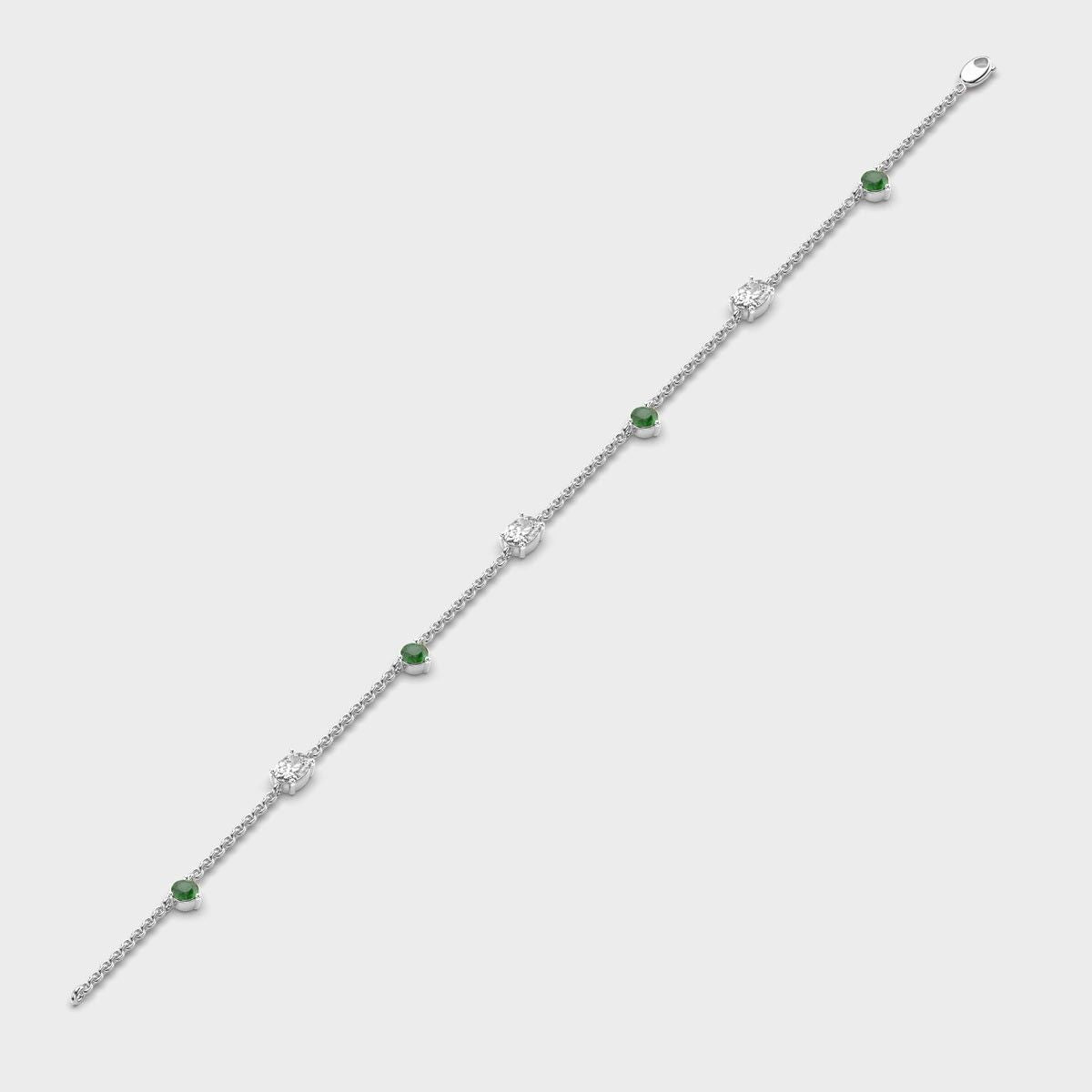 Minimal Artemis Green Dot Stone Diamond Bracelet