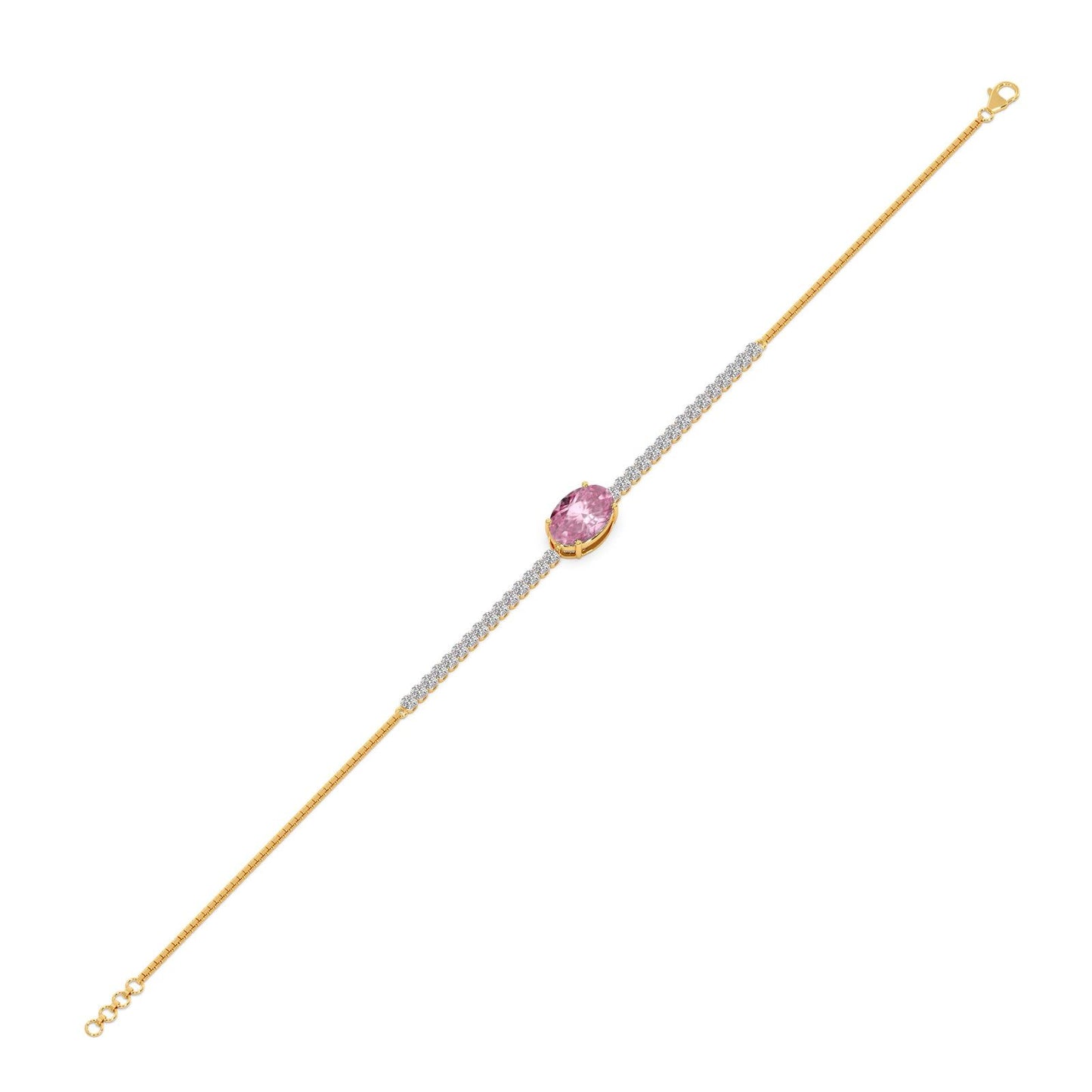 Pink-Majesty Oval Solitaire Chain Bracelet