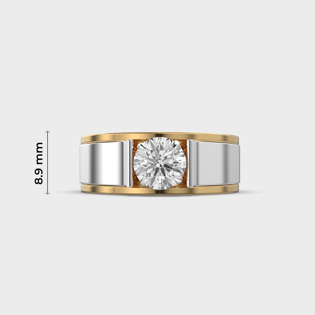 Dual Tone Diamond Solitaire Band Ring for Men - View 5