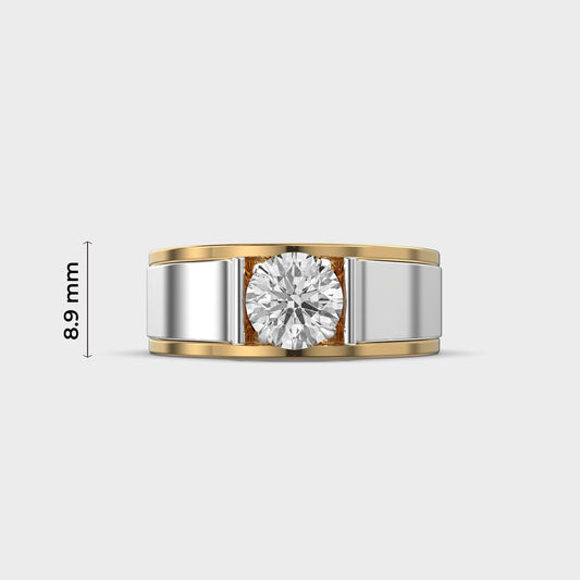 Dual Tone Diamond Solitaire Band Ring for Men - View 5