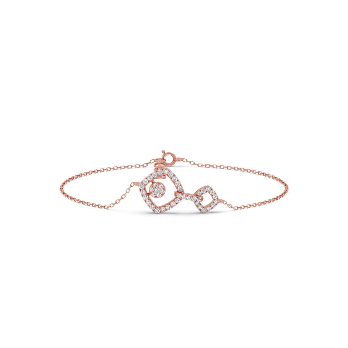 Interlocking Geometric Shape Diamond Chain Bracelet