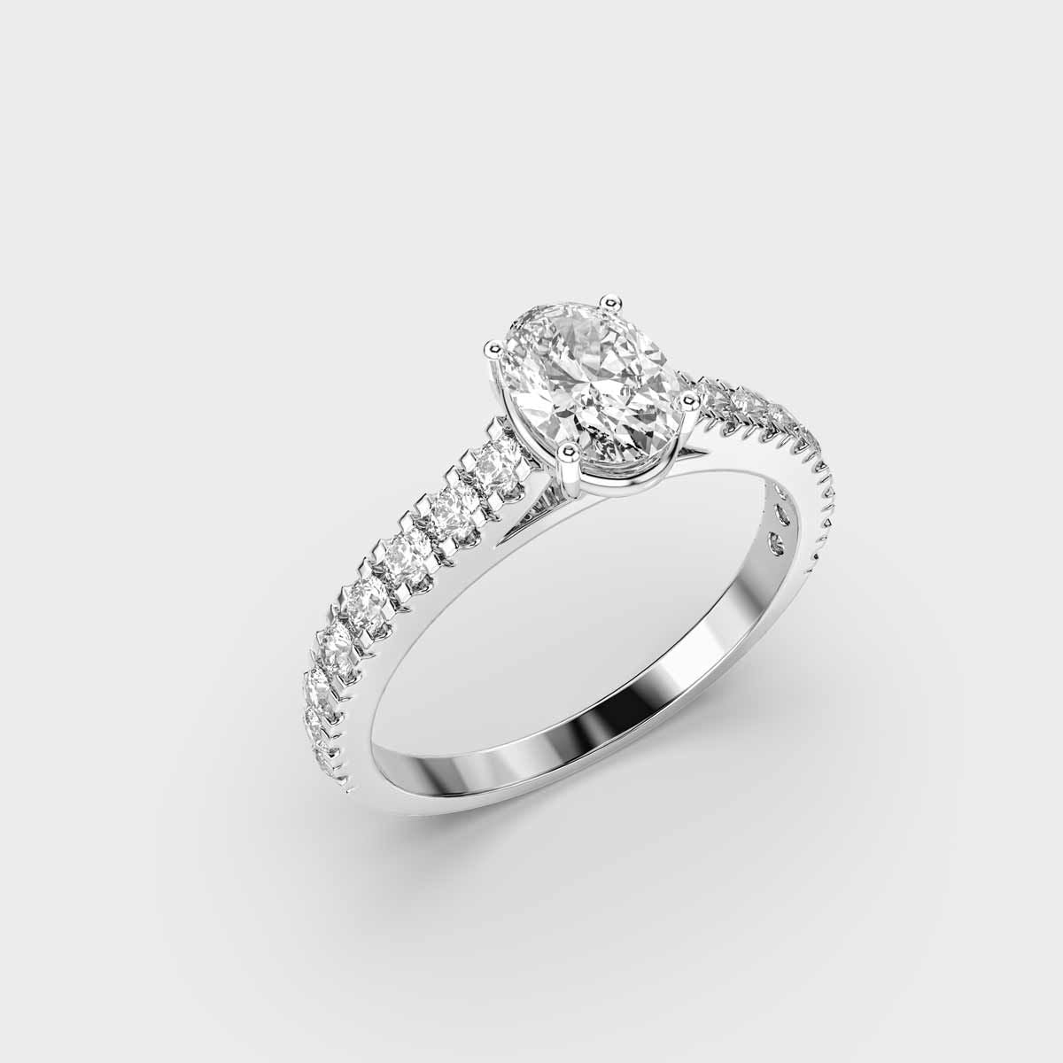 40 Cent Oval Solitaire with Diamond Band Ring - View 20