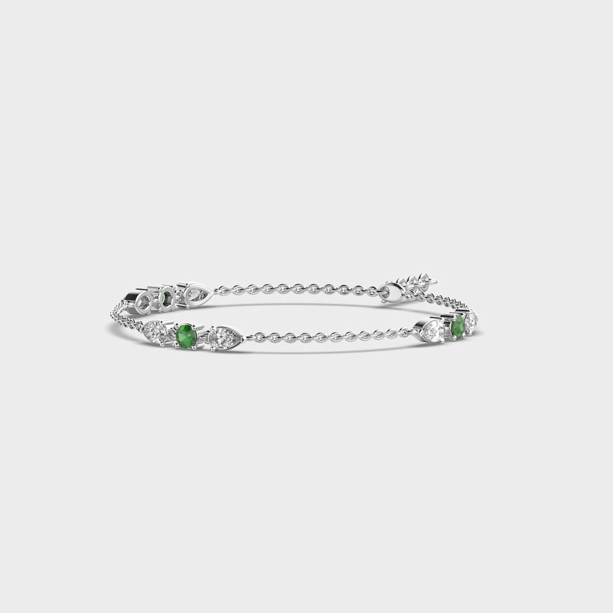 Minimal Green Stone Adele Diamond Bracelet