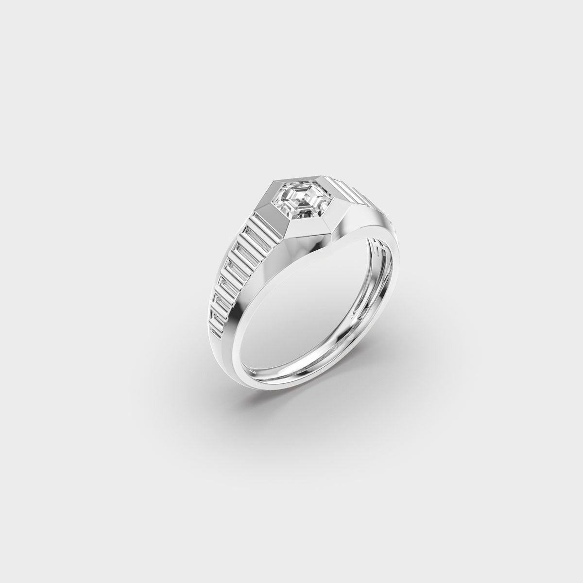 Hexagon Signet Diamond Ring For Men - View 8