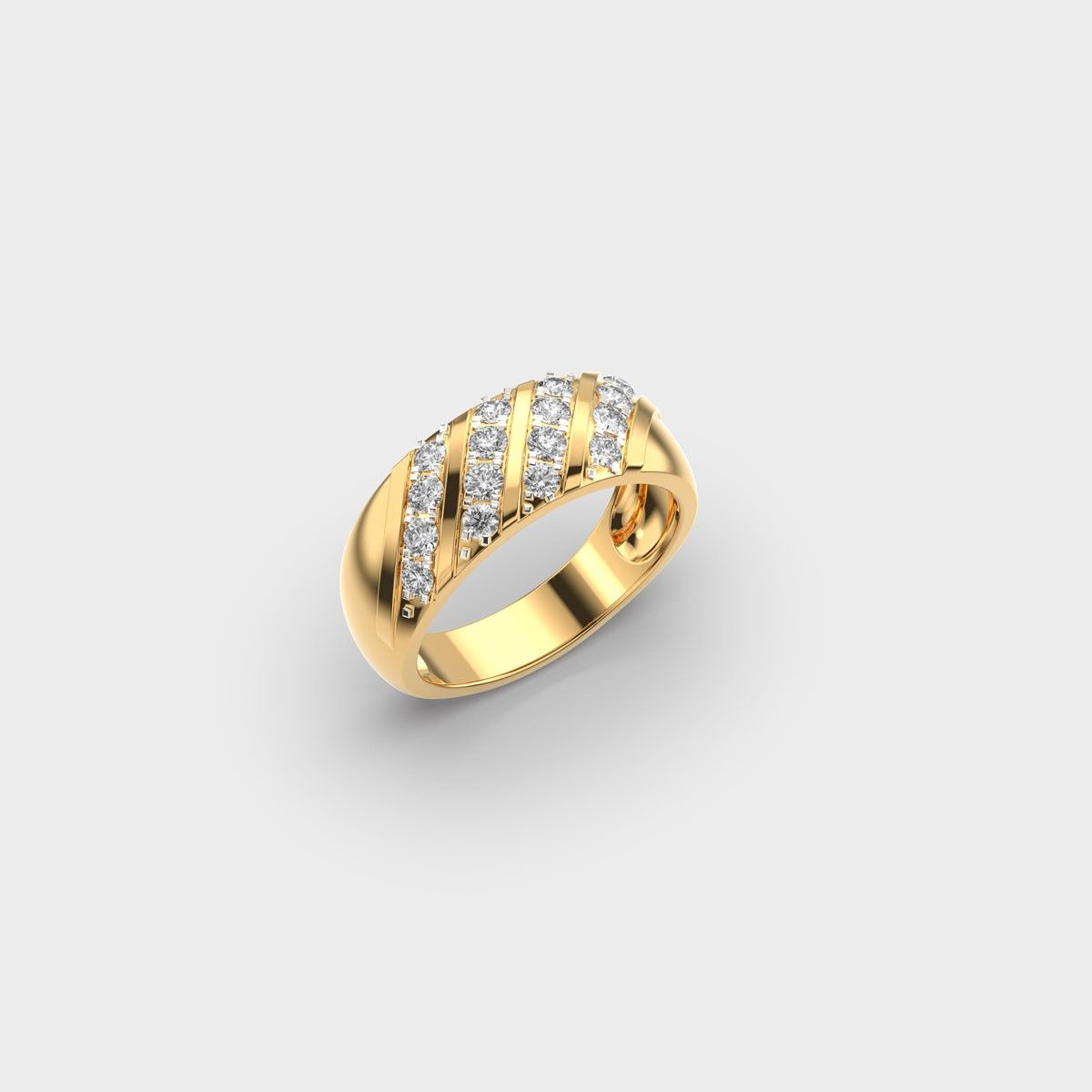 Four Line Chunky Round Diamond Ring - View 14