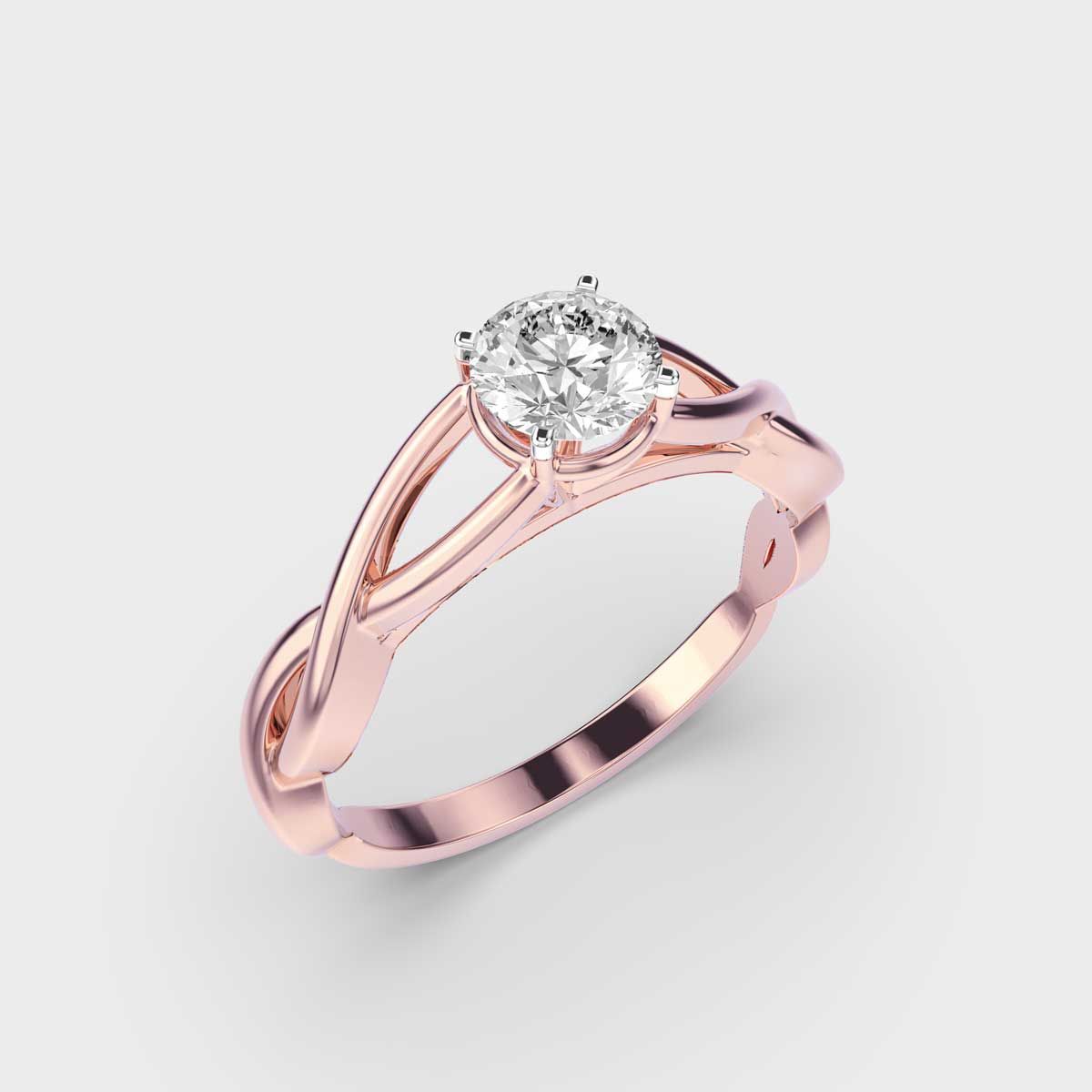Twisted Vine Solitaire Diamond Band Ring - View 9