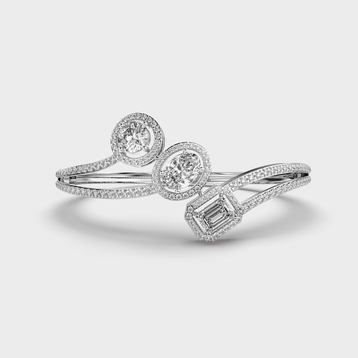 Three Pretty Curve Diamond Bracelet