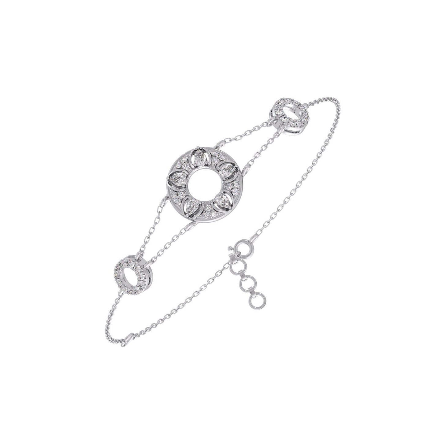 Round Diamond Triple Circle Bracelet