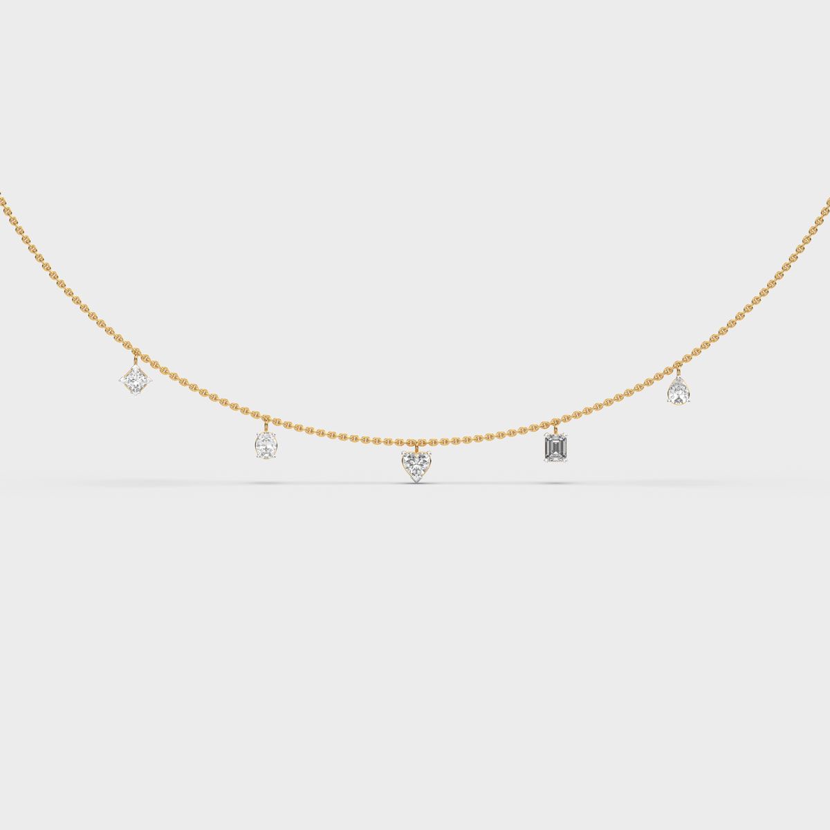 Five Shape Charm Diamond Necklace