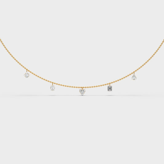 Five Shape Charm Diamond Necklace