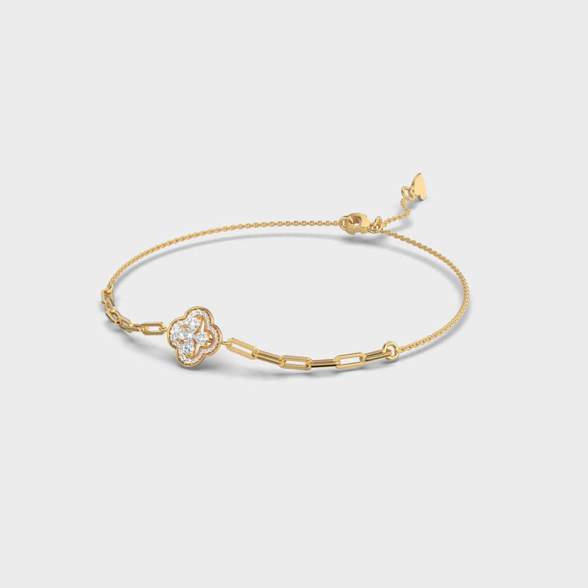 Clover Chain Linked Diamond Bracelet