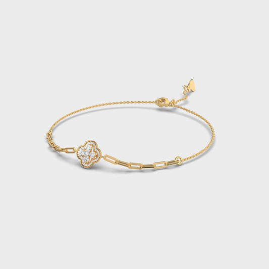 Clover Chain Linked Diamond Bracelet