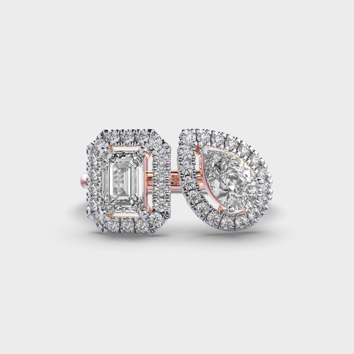 Toi Et Moi Halo Diamond Ring - View 9