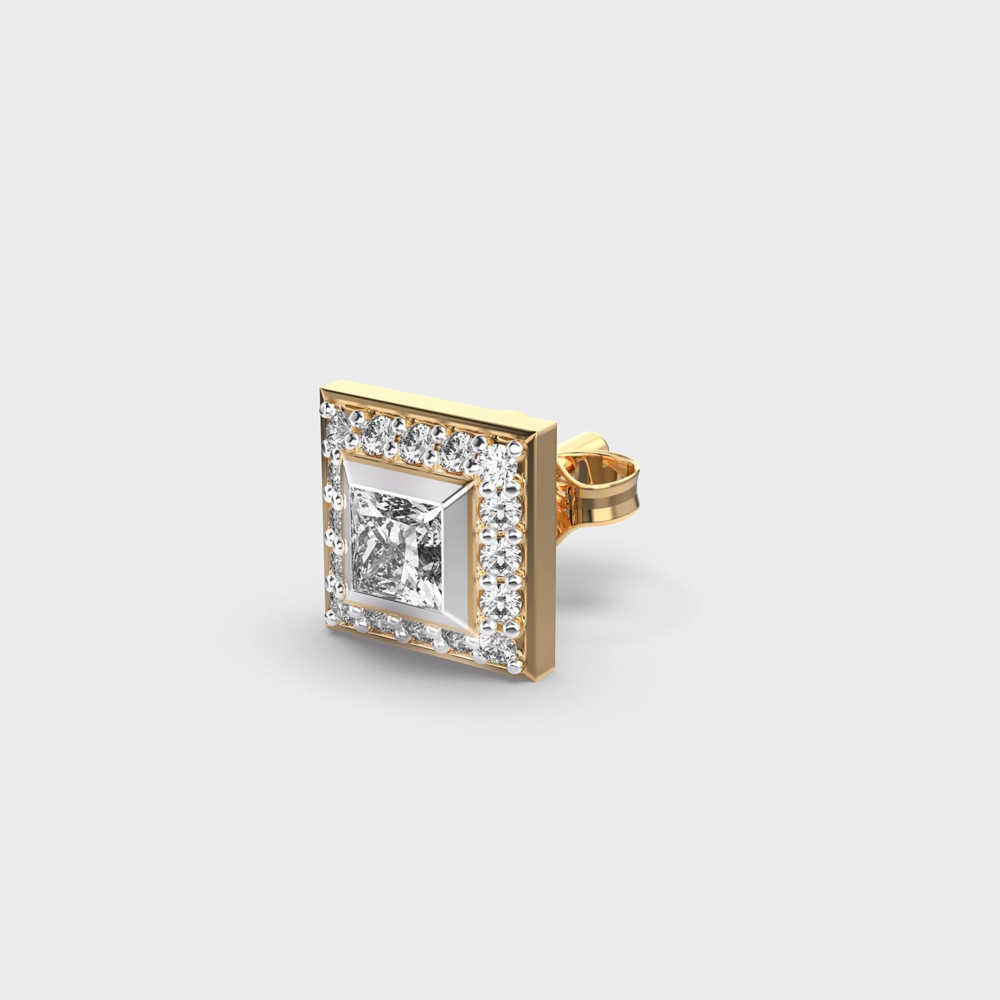 Classic Square Men Princess Diamond Stud