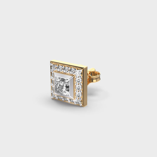 Classic Square Men Princess Diamond Stud