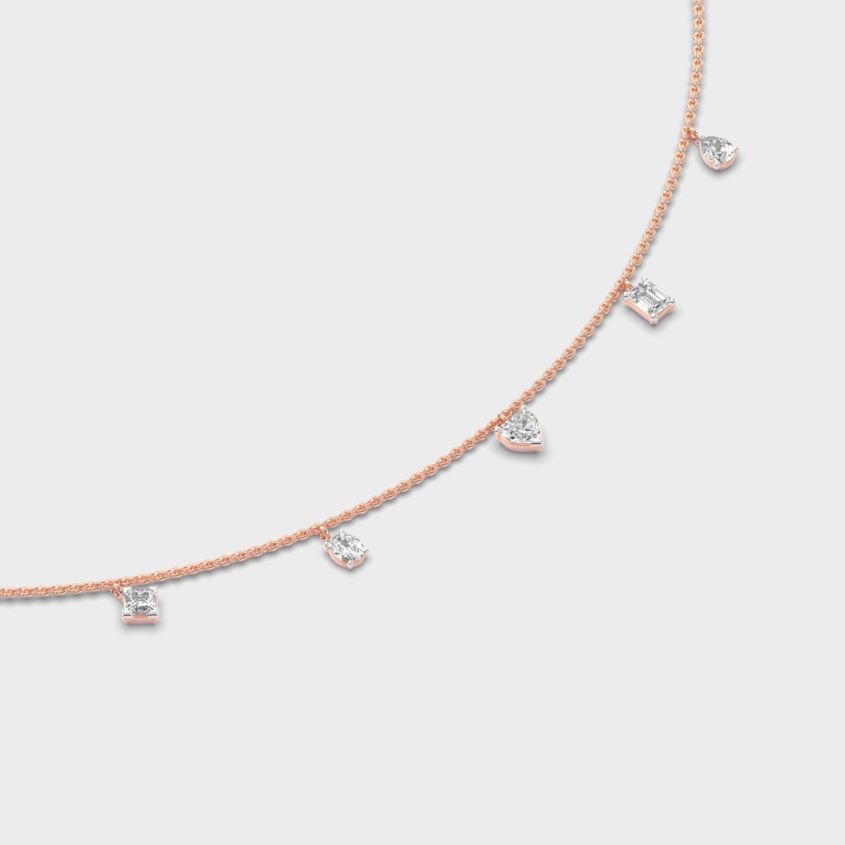 Five Shape Charm Diamond Necklace