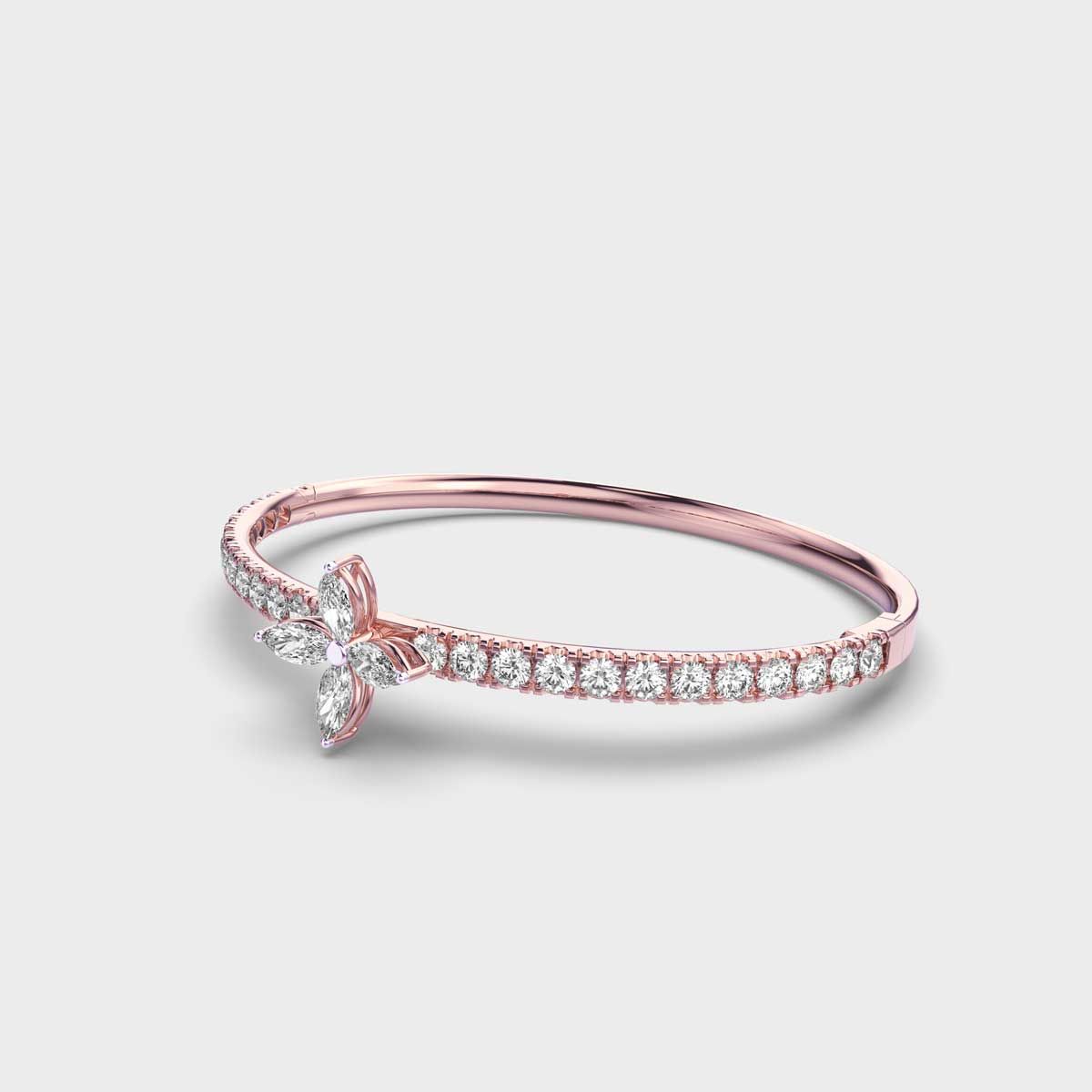 Alluring Floral Fixed Diamond Bracelet