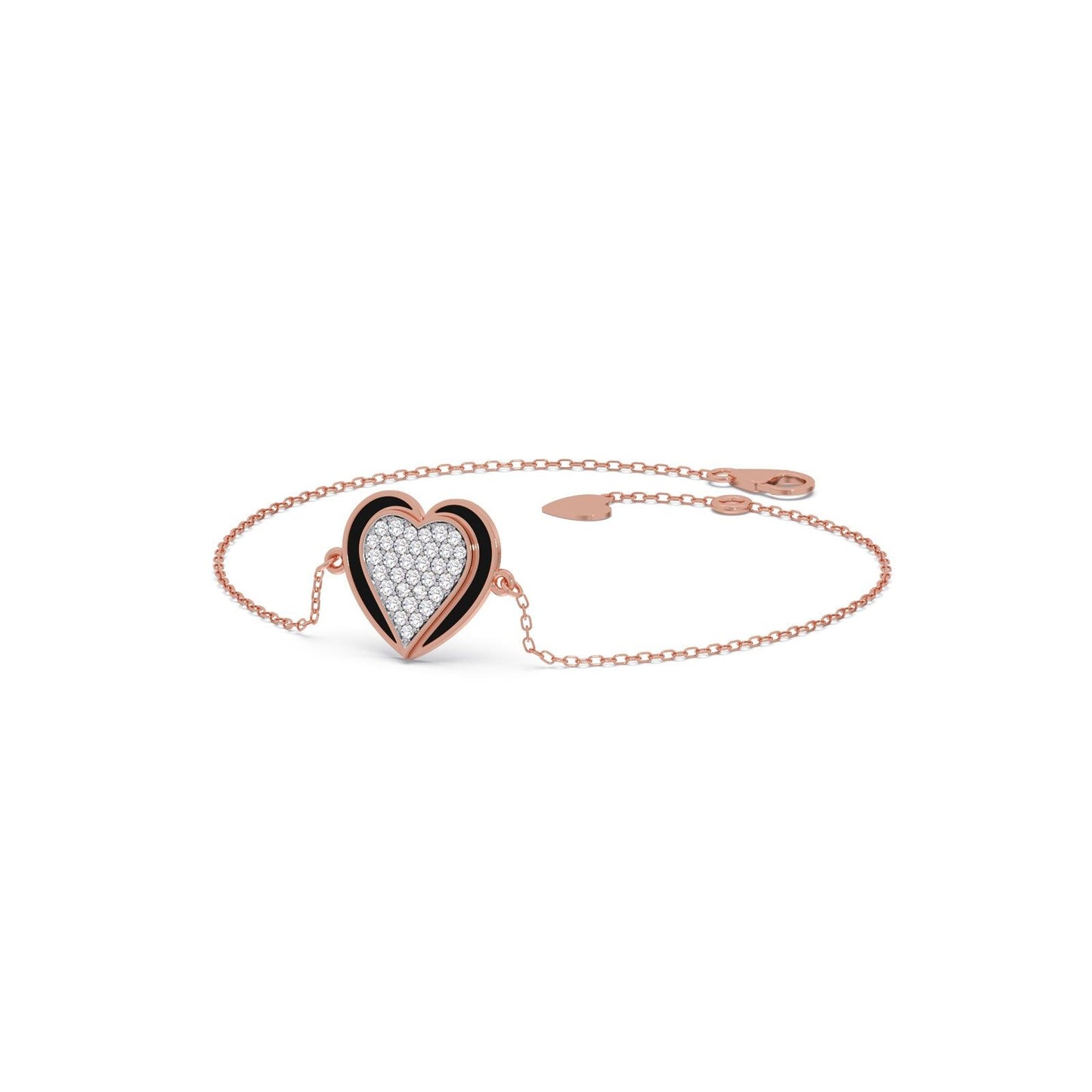 Ceramic Heart Diamond Chain Bracelet