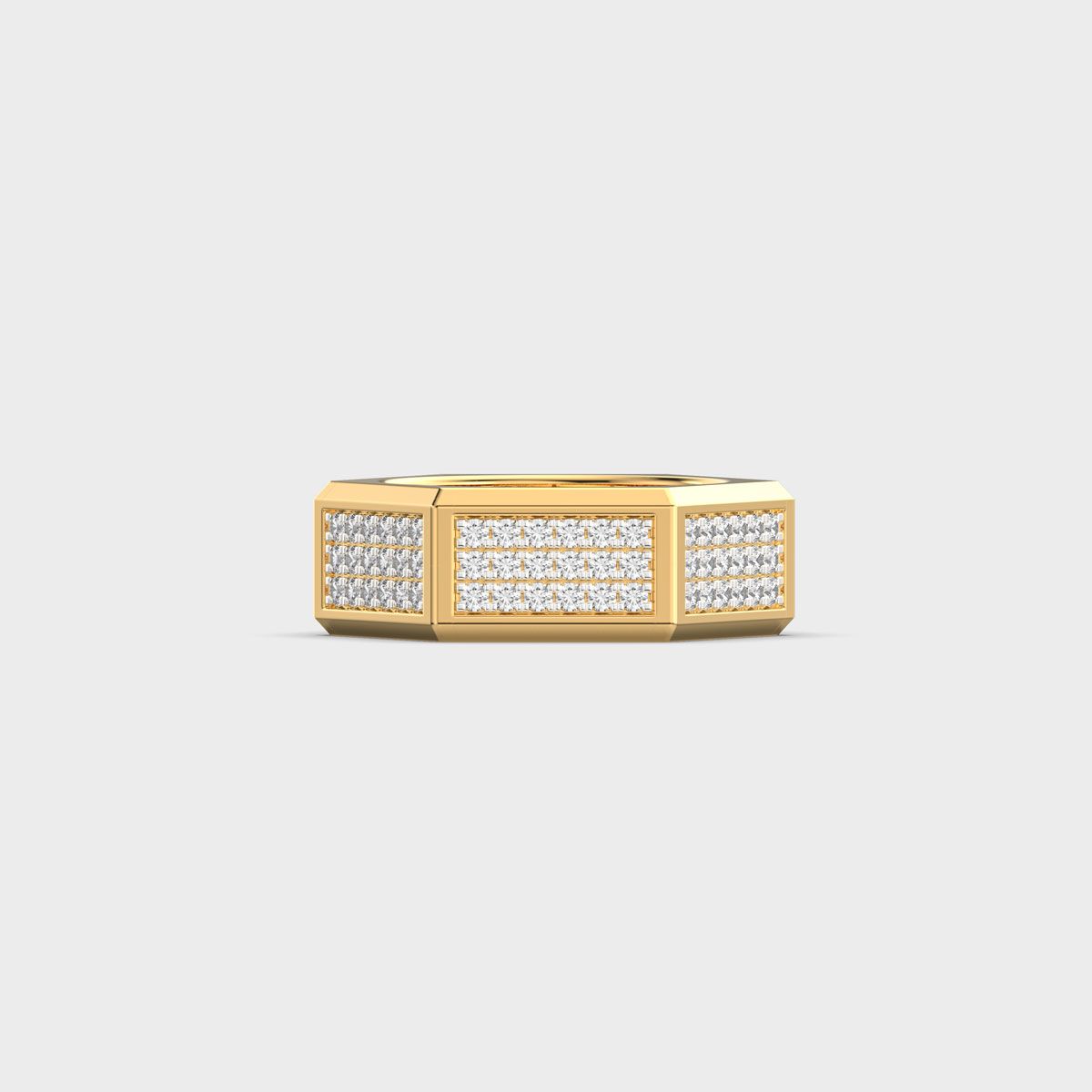 Hexagonal Pave Panel Diamond Band Ring For Men - View 10