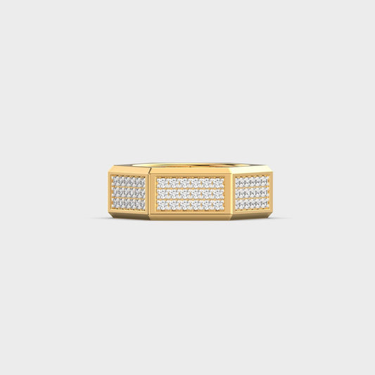 Hexagonal Pave Panel Diamond Band Ring For Men - View 10