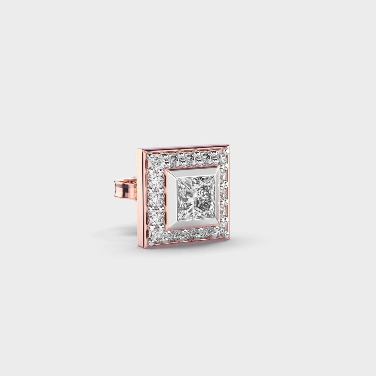 Classic Square Men Princess Diamond Stud