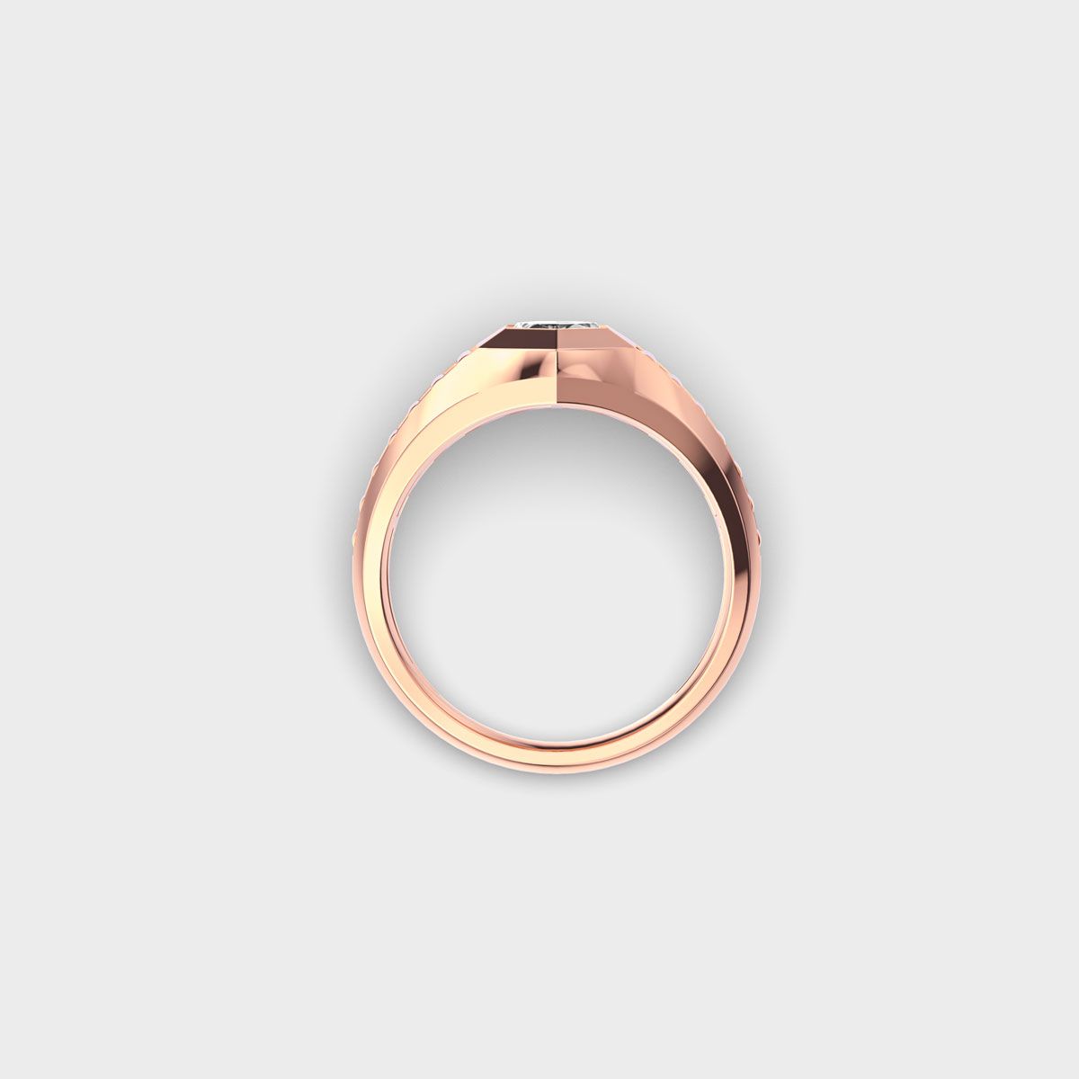 Hexagon Signet Diamond Ring For Men - View 4