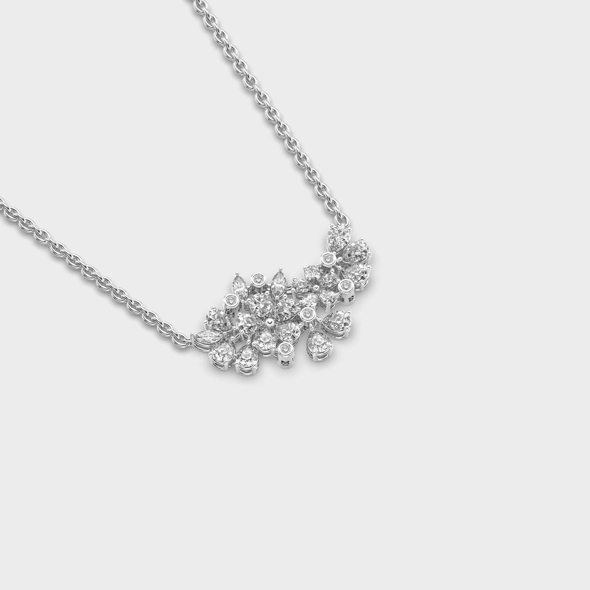 Wild Bloom Diamond Cluster Necklace (With Chain)