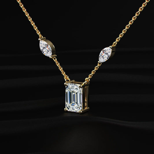 Emerald Cut Diamond Solitaire Necklace