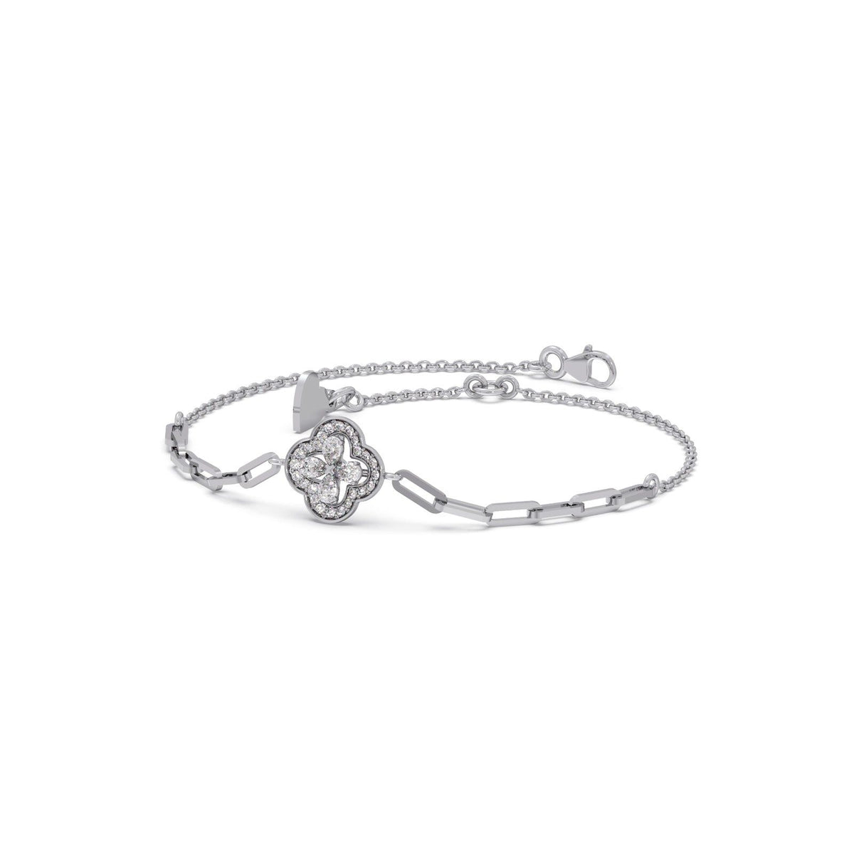 Clover Link Diamond Chain Bracelet
