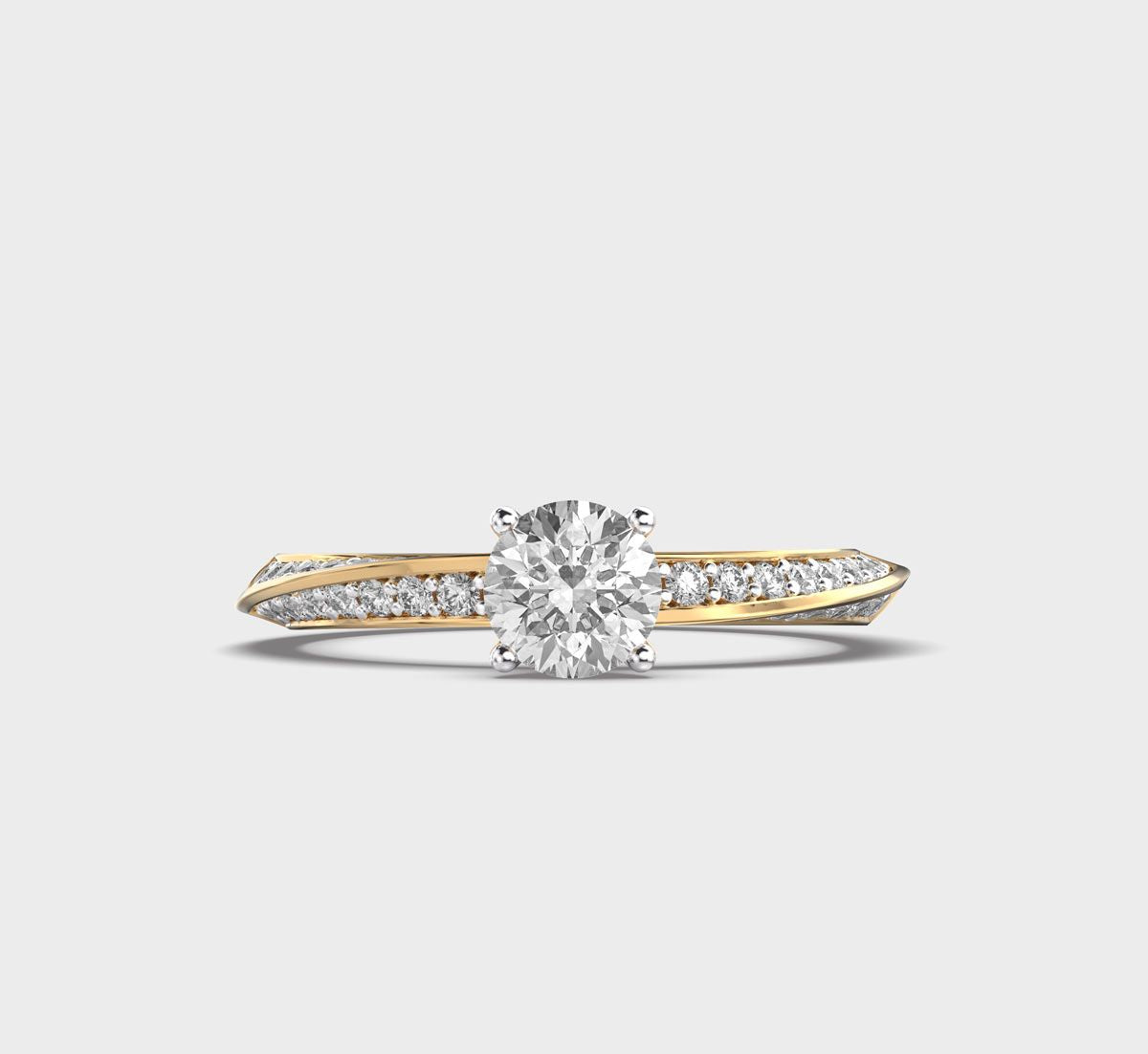 Gentle Wave Round Diamond Ring - View 1