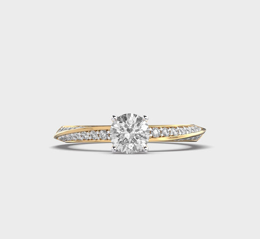 Gentle Wave Round Diamond Ring - View 1