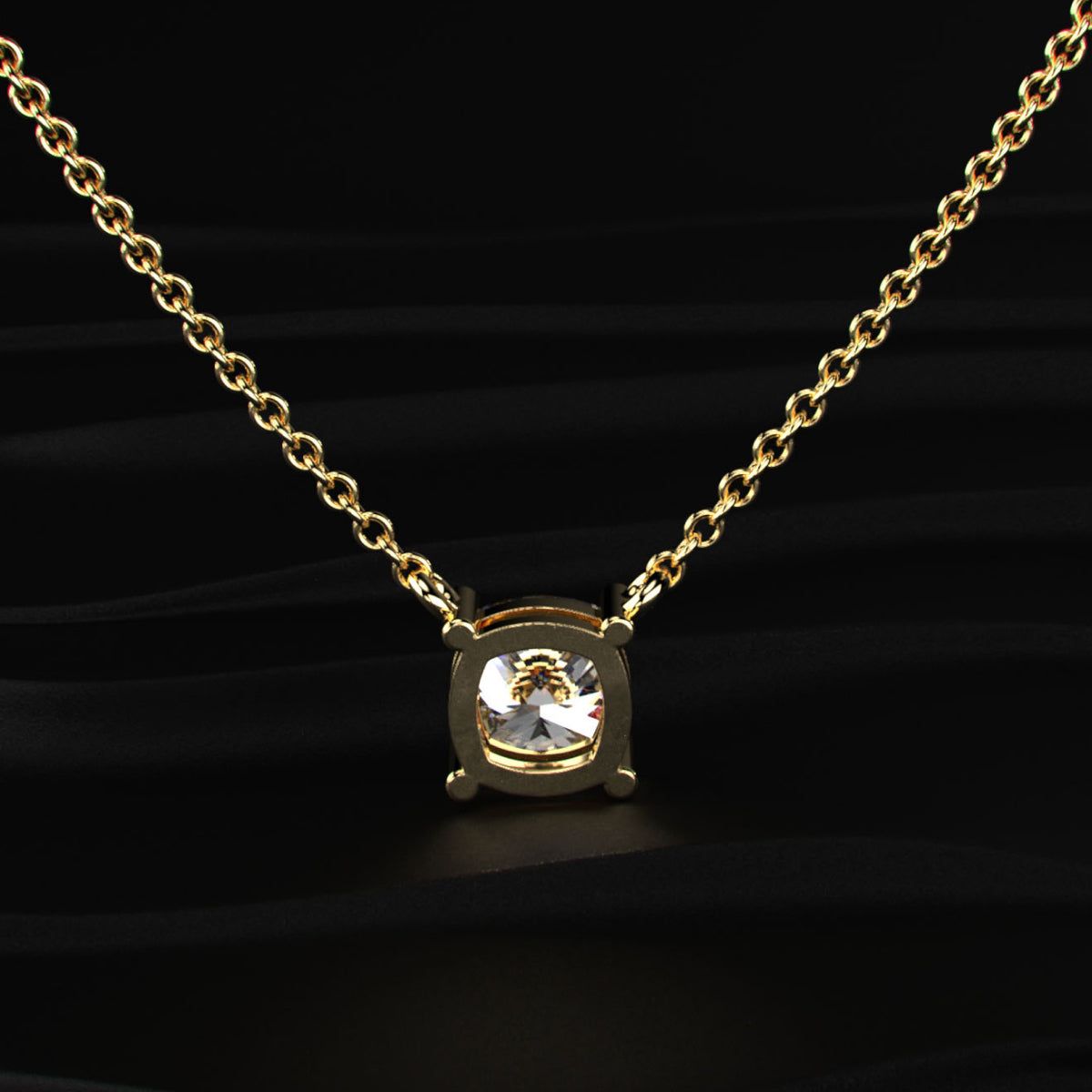 Cushion Cut Diamond Solitaire Necklace