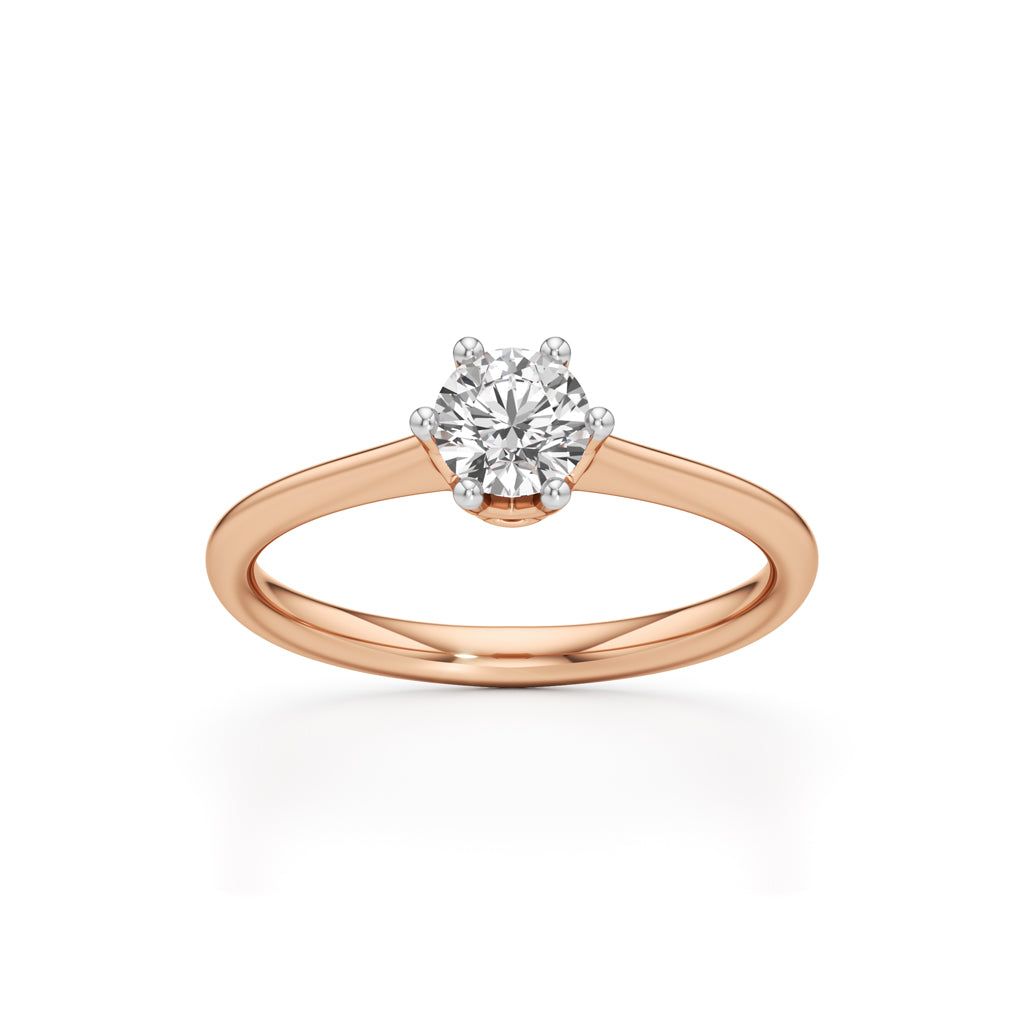 Crystellea 0.50Ct Six Prong Round Cut Solitaire Ring
