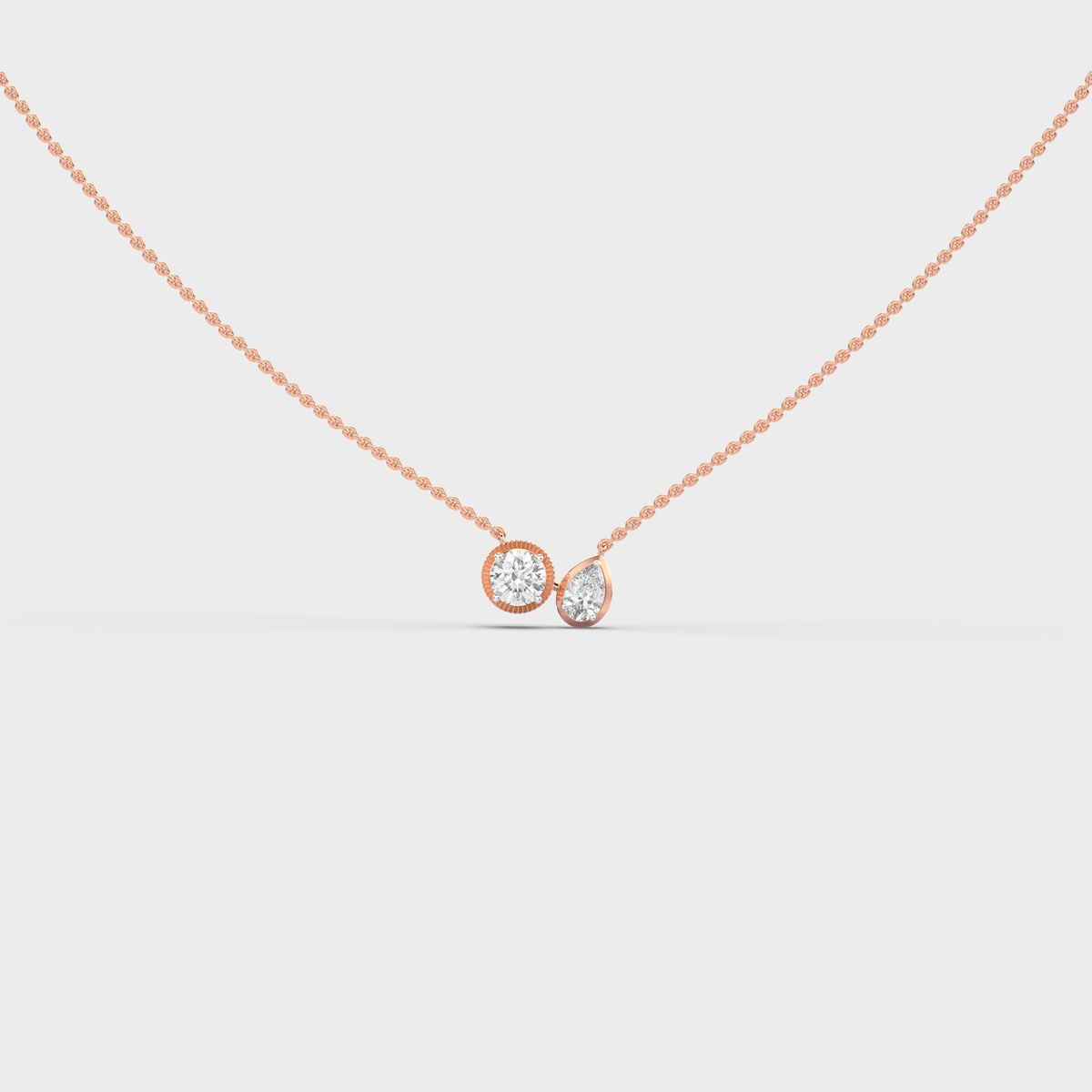 Twin Stone Bezel Diamond Necklace