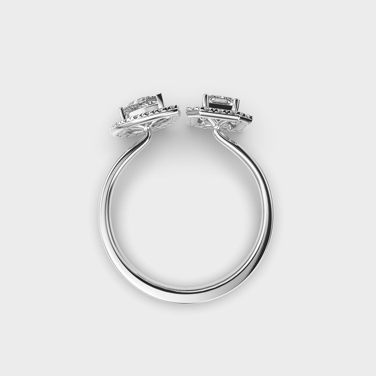 Toi Et Moi Halo Diamond Ring - View 16