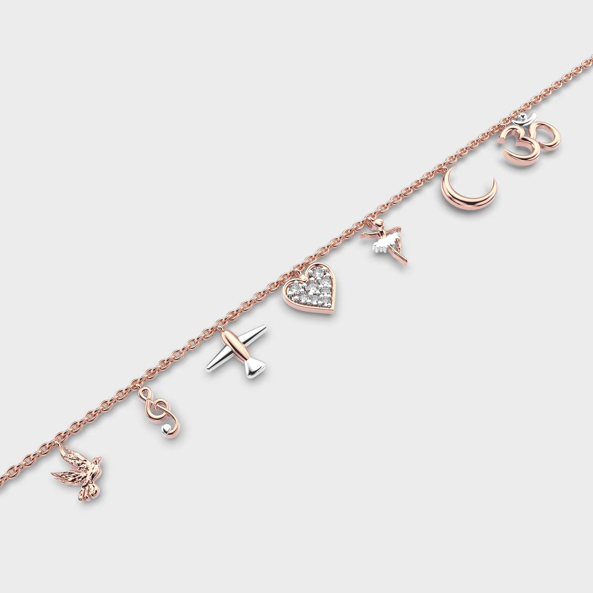 Personalised Mixed Diamond Charm Bracelet