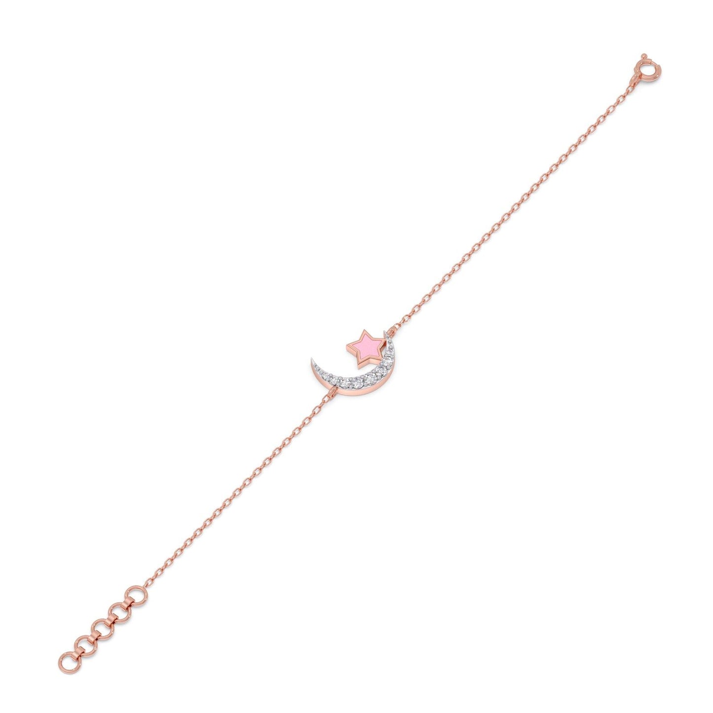 Pink Stardust Moon Diamond Kids Bracelet