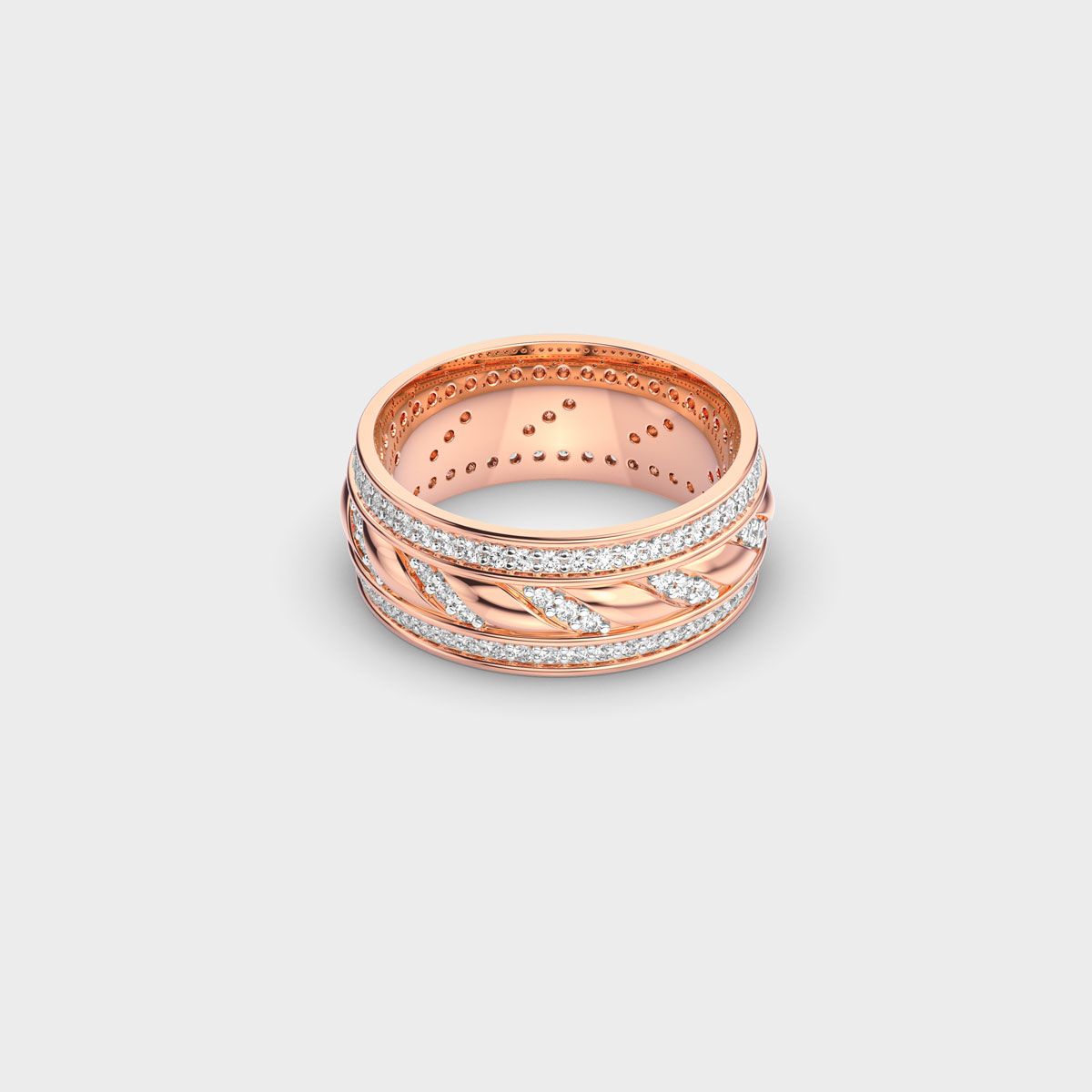 Twisted Rope Pave Diamond Band Ring - View 2