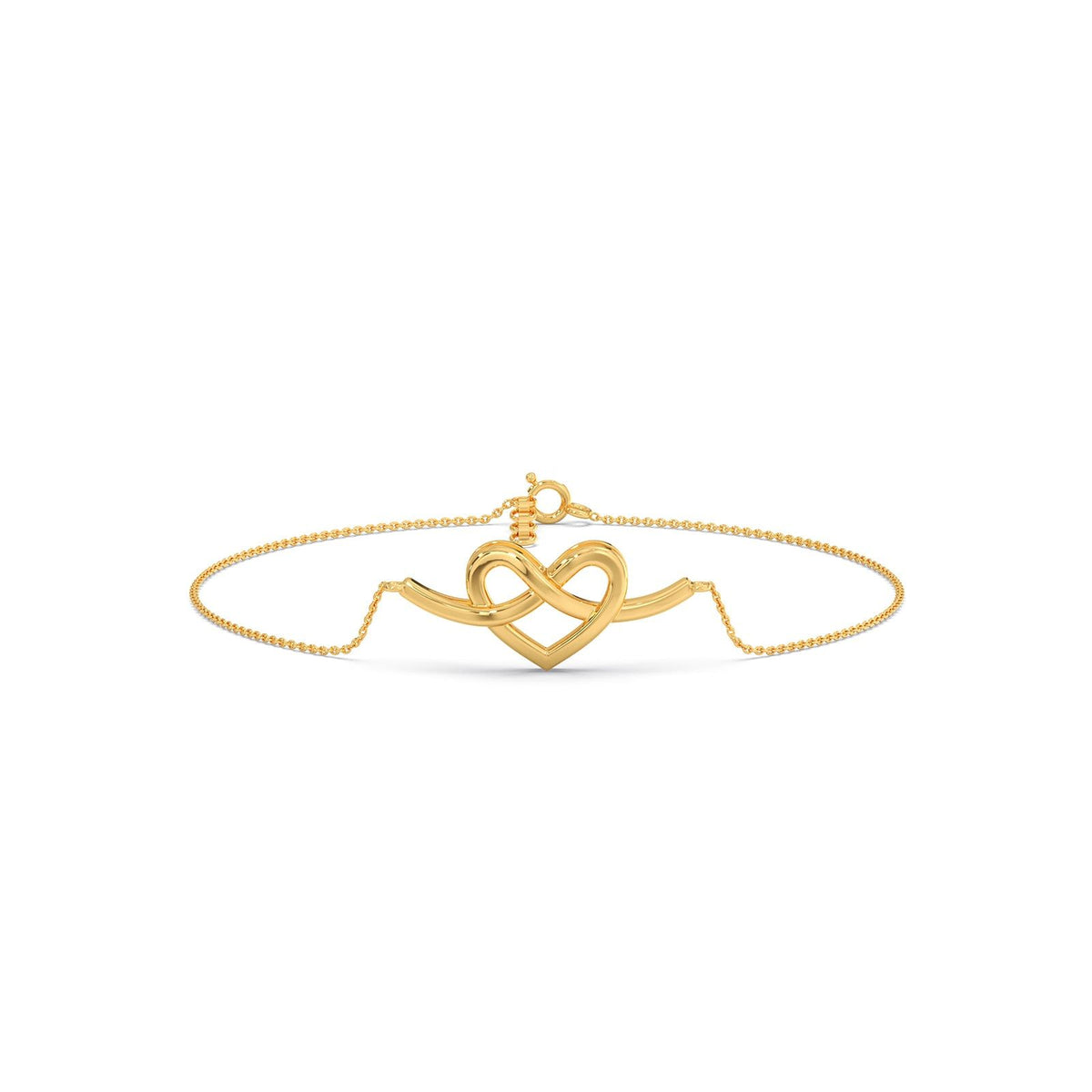Intertwined Heart Plain Gold Chain Bracelet