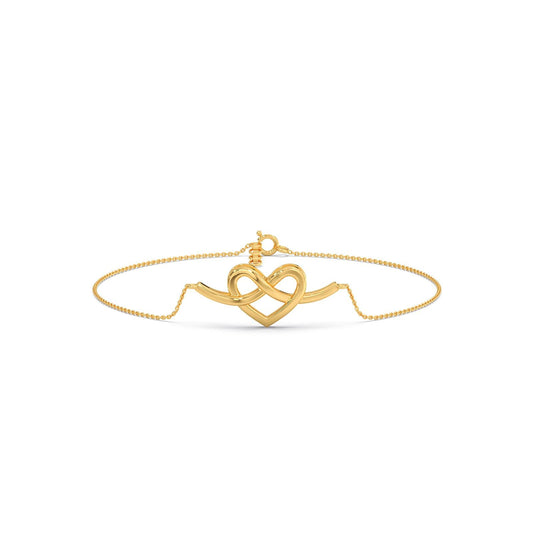 Intertwined Heart Plain Gold Chain Bracelet