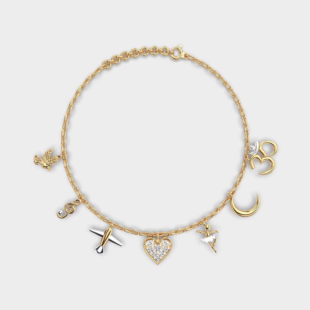Personalised Mixed Diamond Charm Bracelet