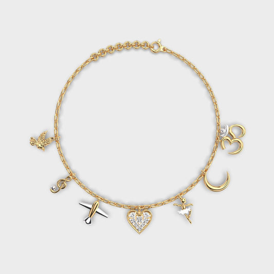 Personalised Mixed Diamond Charm Bracelet