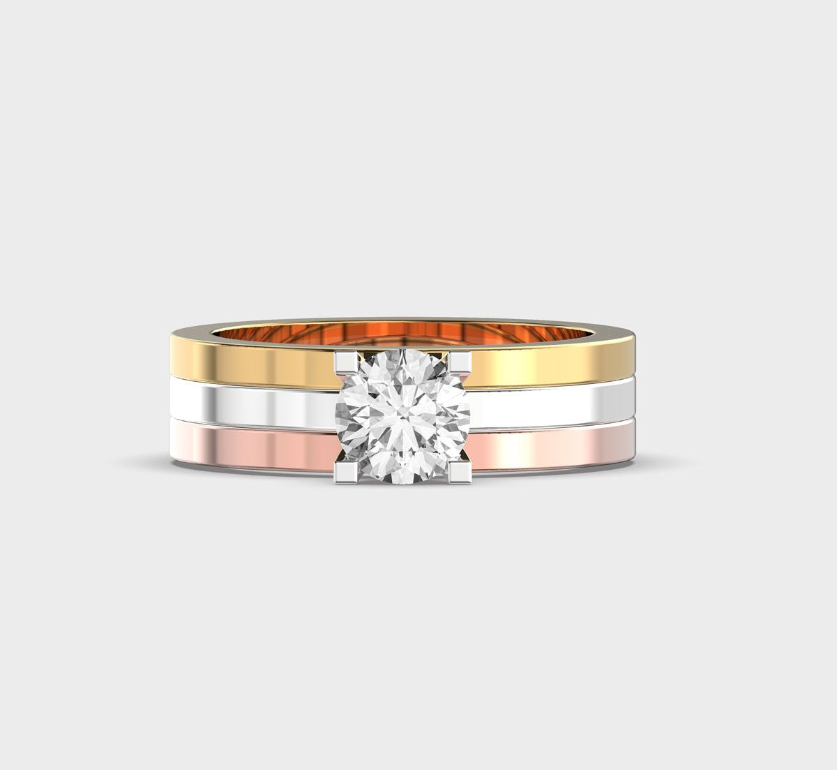 Dual Tone Square Diamond Band Ring - View 10