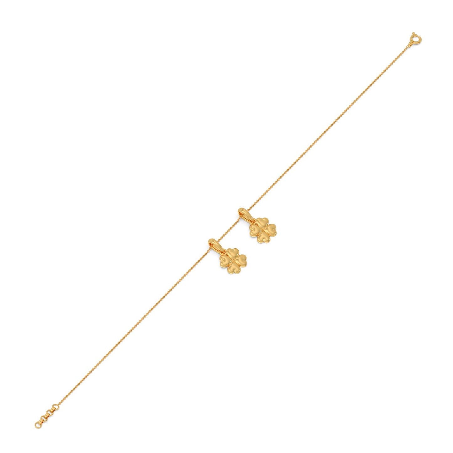 Floral Charms Plain Gold Chain Bracelet
