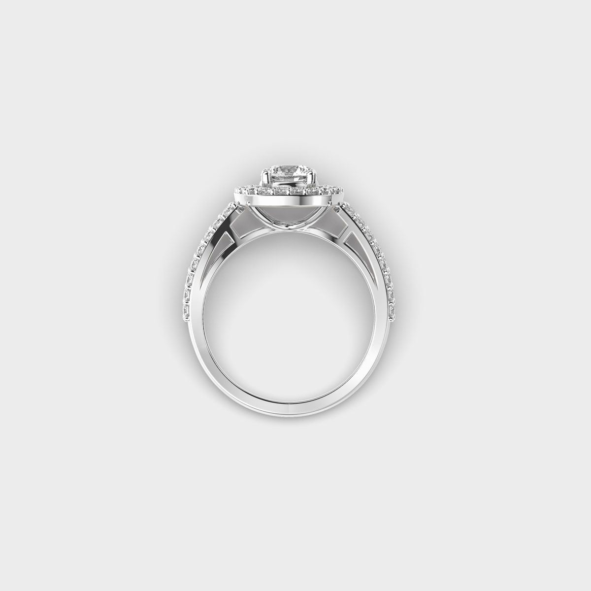 Brilliant Cut Diamond Halo Band Ring - View 33