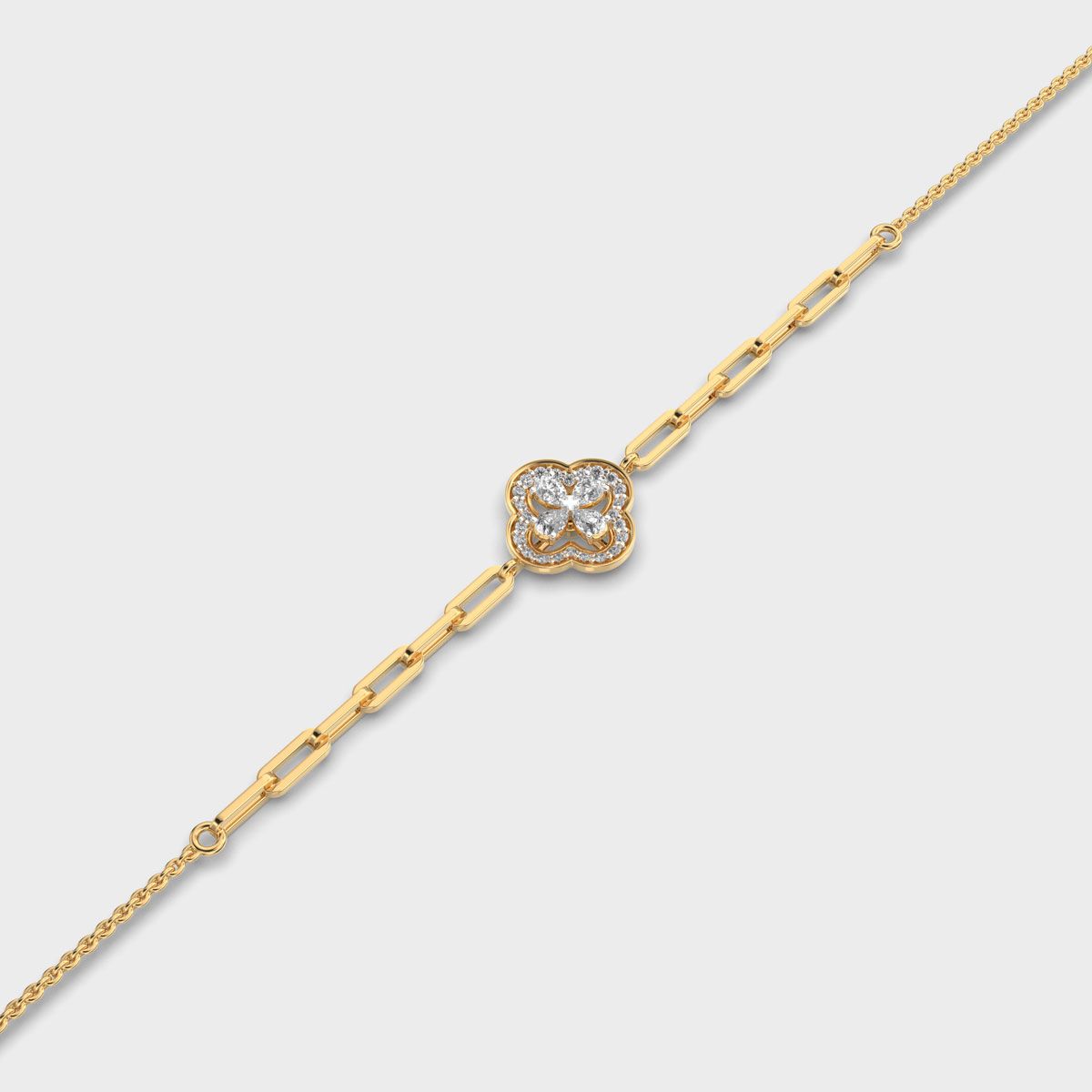 Clover Chain Linked Diamond Bracelet